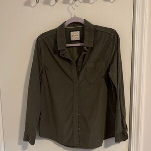 Corduroy Dark Olive Men's Casual Shirt